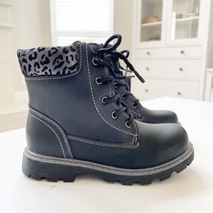 Rosegirl Black Leopard Print Boots with Zipper for Girls C6903 B11